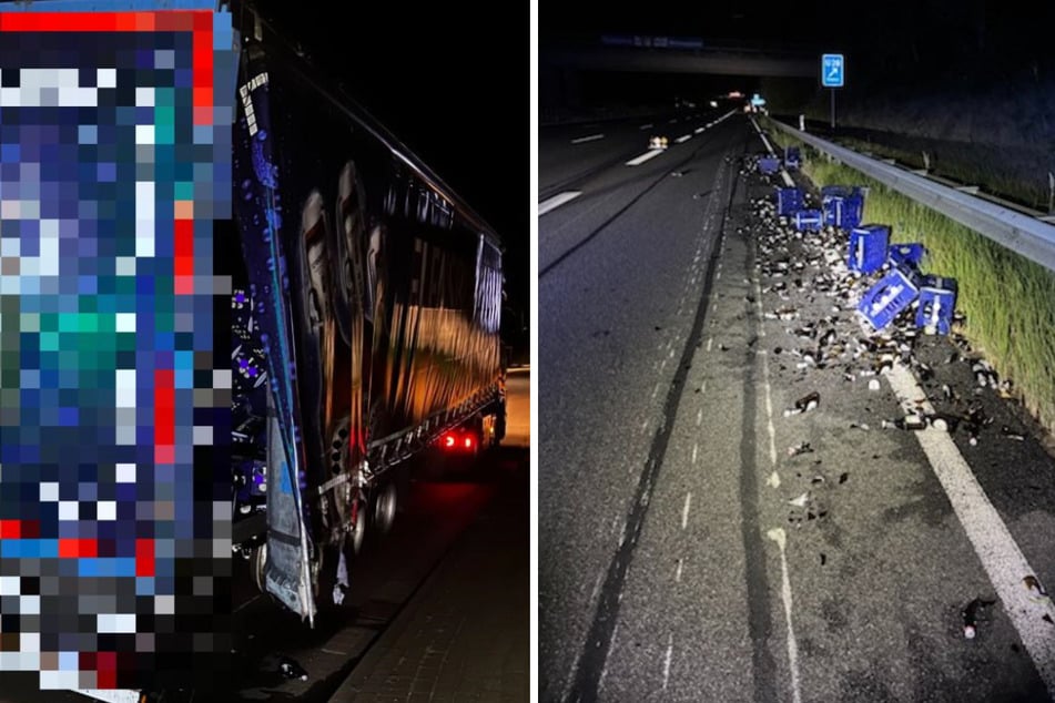 Unfall A1: Lkw verliert Bierflaschen auf Autobahn! Fahrer mit ordentlich Promille unterwegs