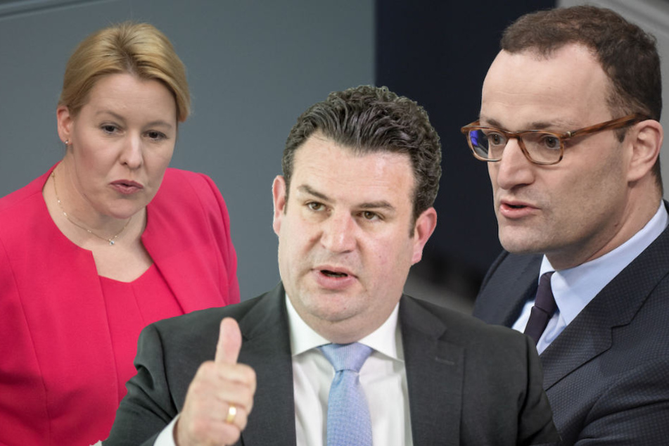 Minister-Trio gegen den Pflegenotstand: Franziska Giffey (40, SPD), Hubertus Heil (45, SPD) und Jens Spahn (38, CDU). (Bildmontage)