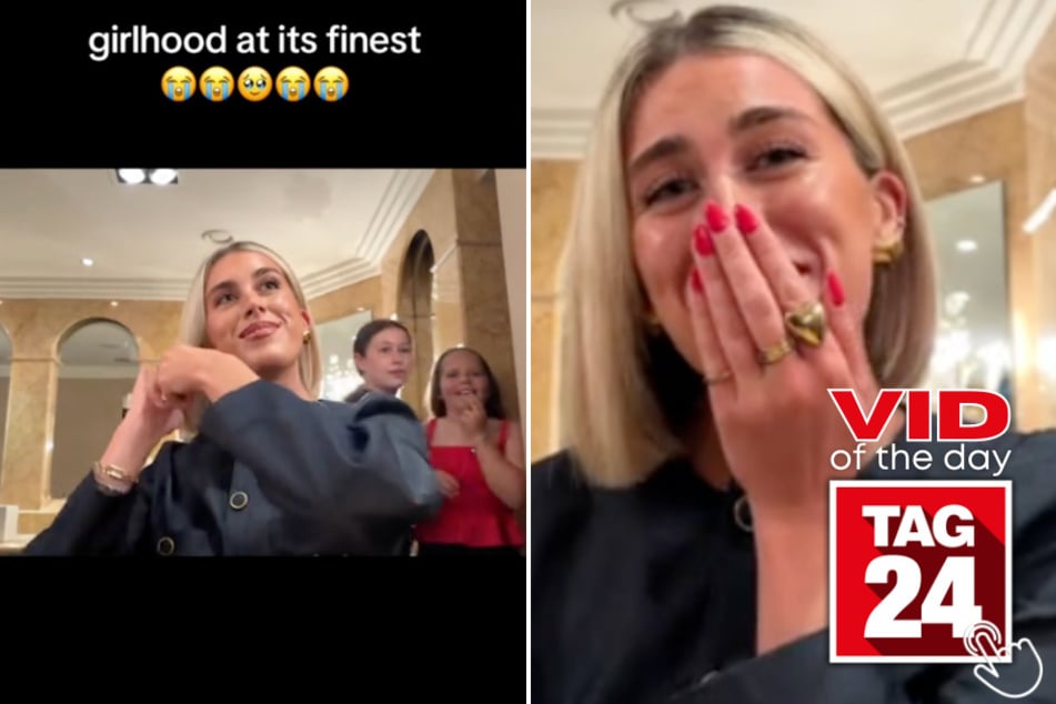 TikToker Gaby tears up after a sweet compliment from two little girls in a public bathroom.