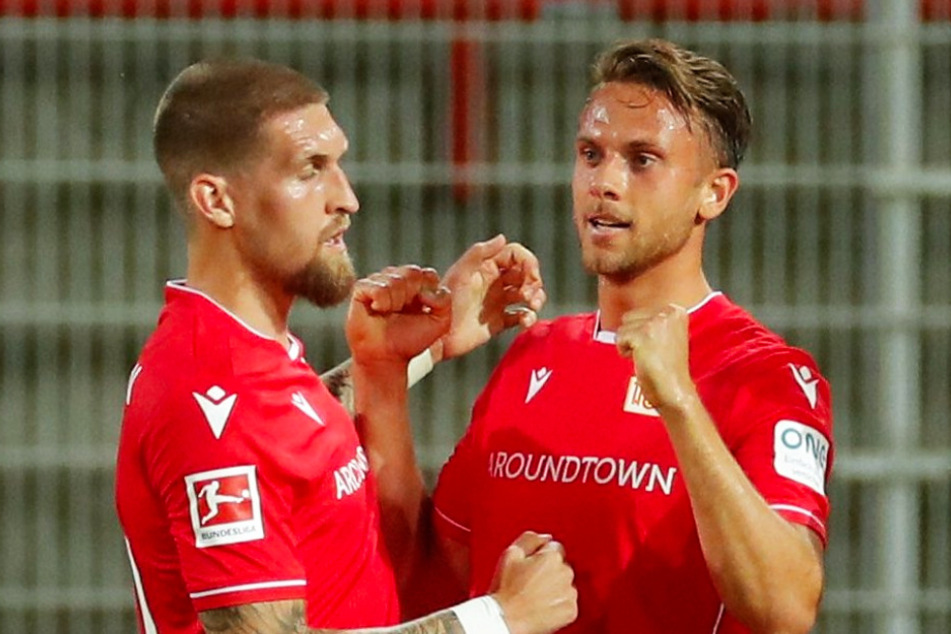 Unions Marcus Ingvartsen (r.) bejubelt mit Robert Andrich seinen Treffer zum 1:1.