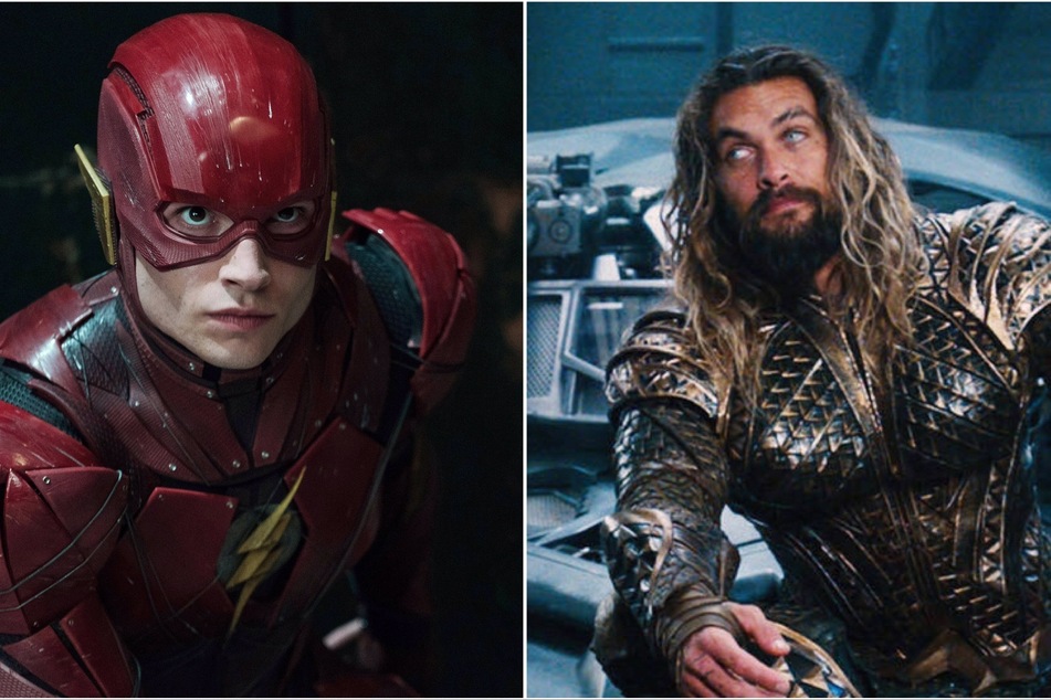 Jason Momoa (r) and Ezra Miller (l) who portray Arthur Curry/Aquaman and Barry Allen/The Flash respectively made surprise cameo appearances in the Peacemaker finale.