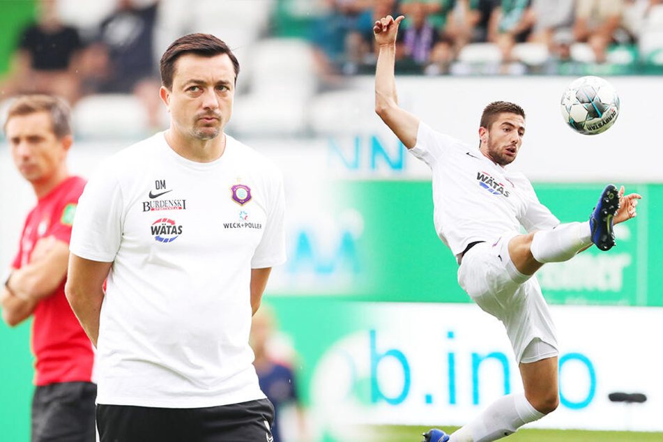Von Aue-Coach Daniel Meyer (l.) in der Vorbereitung für mangelnde Fitness gerügt, zum Saisonauftakt aber richtig stark: Marko Mihojevic. (Bildmontage)