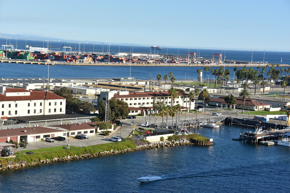 A view of the San Pedro harbour, Los Angeles, where the man drove his family's car off a wharf.