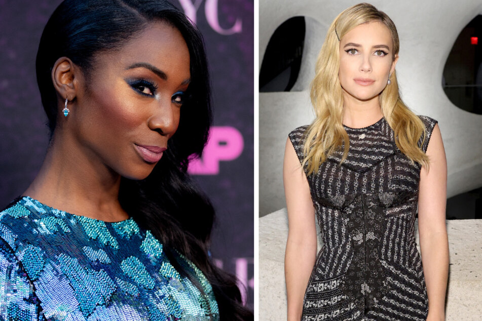 American Horror Story actor Emma Roberts (r.) is under fire for allegedly making transphobic comments to costar Angelica Ross on set.