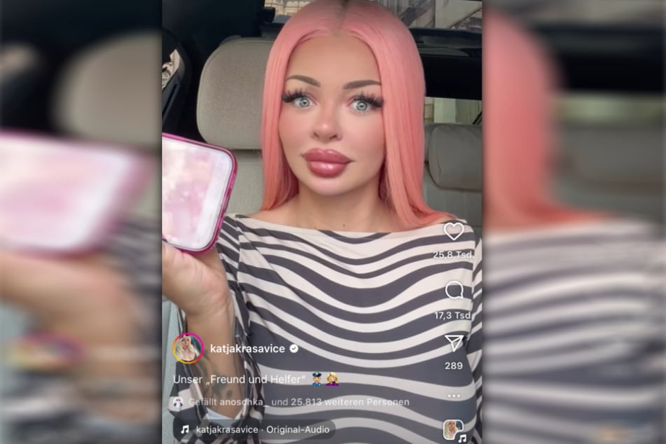 Gespielte Empörung? In diesem Video warf Katja Krasavice einem vermeintlichen Polizisten Bestechlichkeit vor.