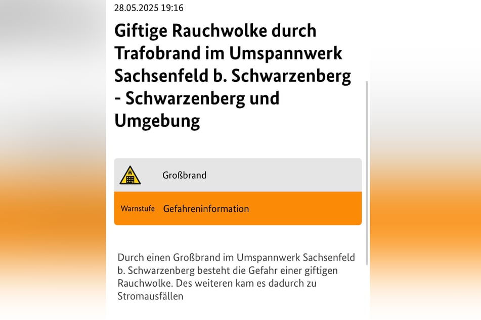 Warn-App NINA meldete den Brand 19.16 Uhr.
