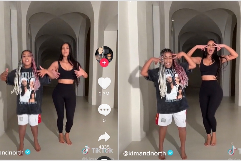Kim Kardashian (r) and North West dance it out to Ciara's Get Up in a new TikTok clip!