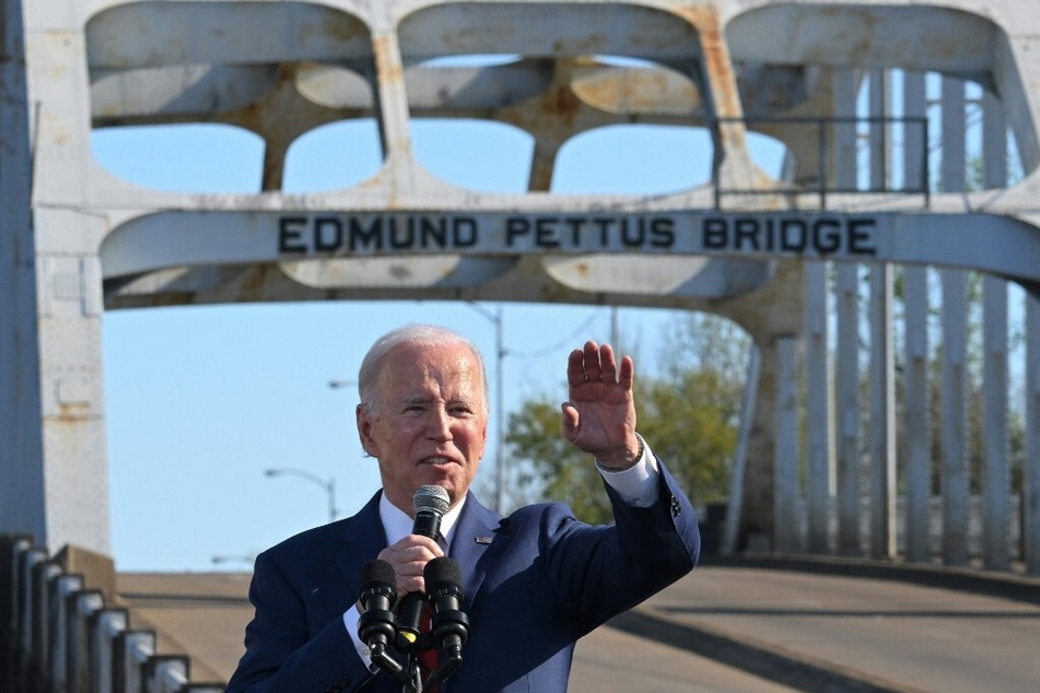 President Joe Biden delivers remarks to mark the 58th anniversary of Bloody Sunday at the Edmund Pettus Bridge in Selma, Alabama, on March 5, 2023.