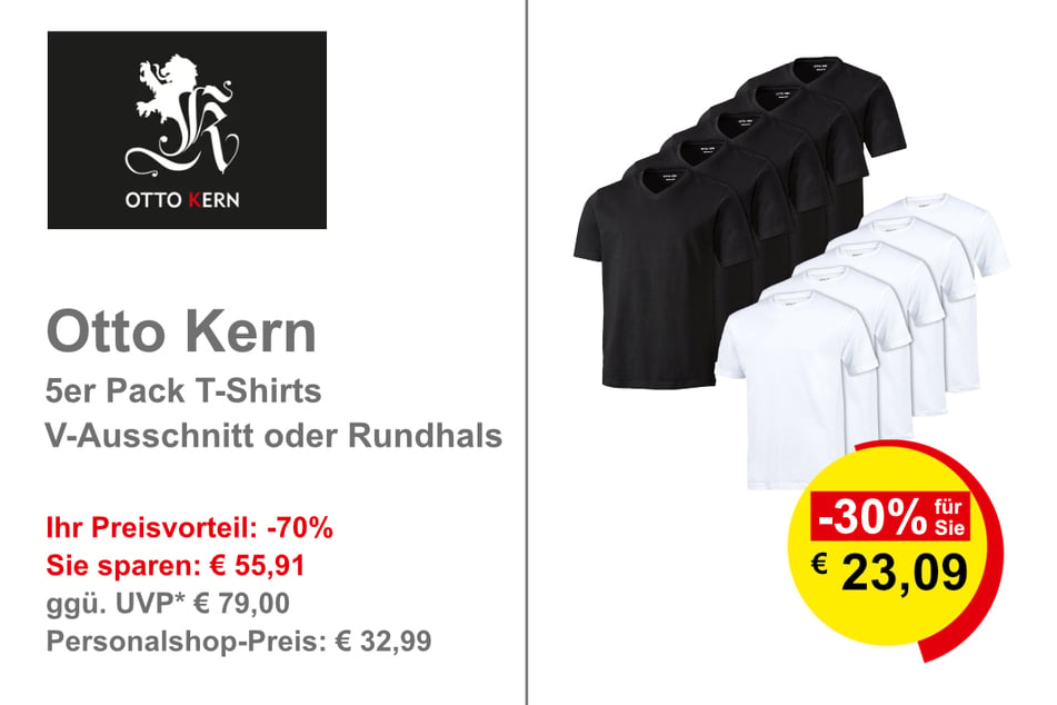 Otto Kern 5er Pack T-Shirts V-Ausschnitt oder Rundhals
