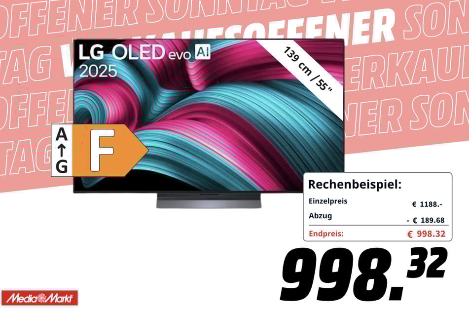 55-Zoll LG-Fernseher für 998,32 Euro.