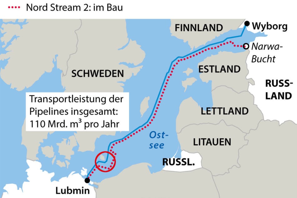 Das Leck in der Ostseepipeline Nord Stream 2 ist südöstlich der dänischen Insel Bornholm lokalisiert worden.