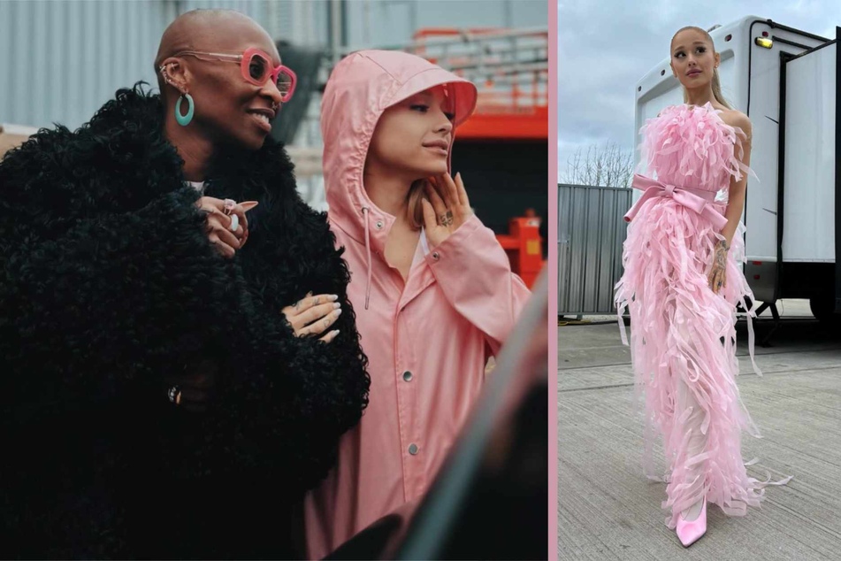 Ariana Grande (r.) is taking her Wicked character into high fashion realms as she continues her not-so-subtle campaign to make Glindacore pink just as big as last summer's Barbiecore trend.