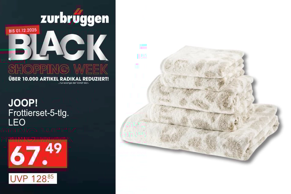 Das JOOP! Frottierset 5-tlg.
für 67,49 statt 128,80 Euro.
