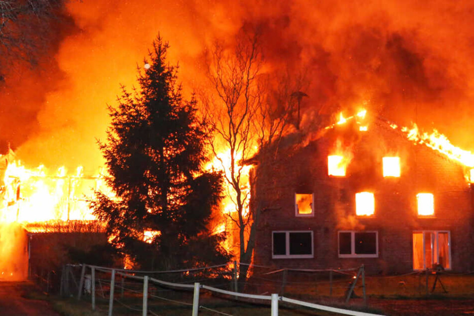 Der Bauernhof in Kiebitzreihe geht komplett in Flammen auf.