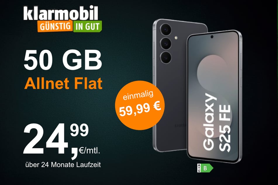 Das Samsung Galaxy S25 FE (128 GB) inkl. 50 GB Datenvolumen für einmalig 59,99 Euro.