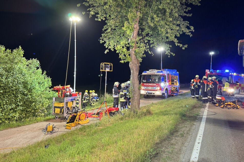 Das Autowrack mit der Verletzten lag hinter der Hecke (l.) und war somit von der Straße aus kaum zu sehen.