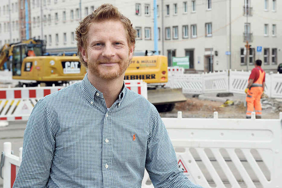 Auch Baubürgermeister Michael Stötzer (44, Grüne) war auf der Baustellenparty dabei.