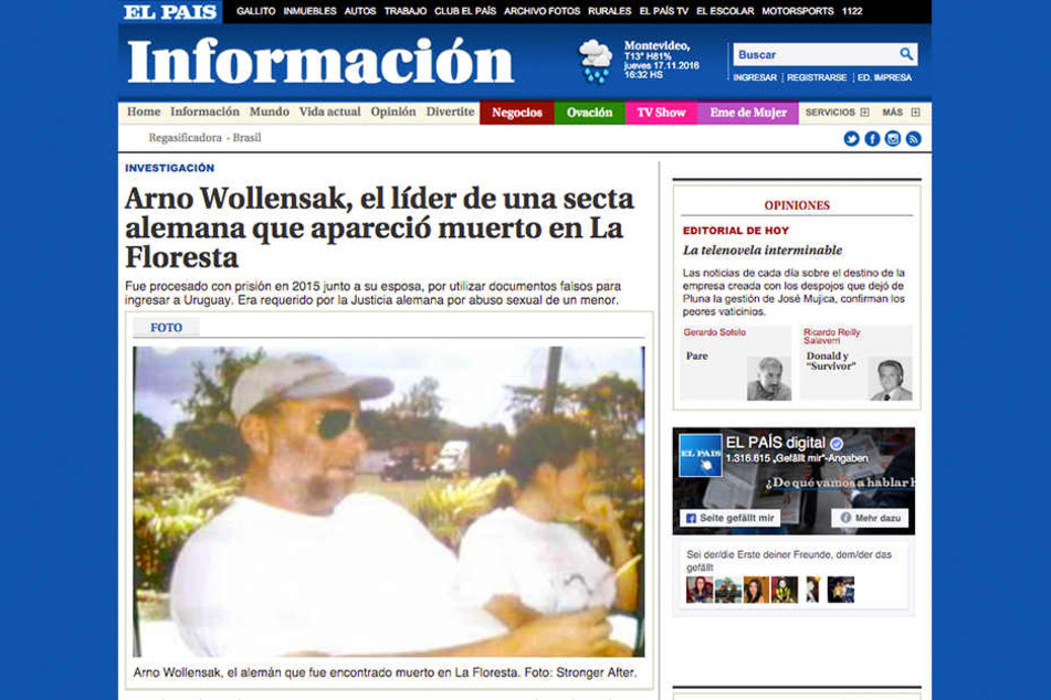 Die Zeitung El País berichtete im August über den Mord an Arno Wollensak.