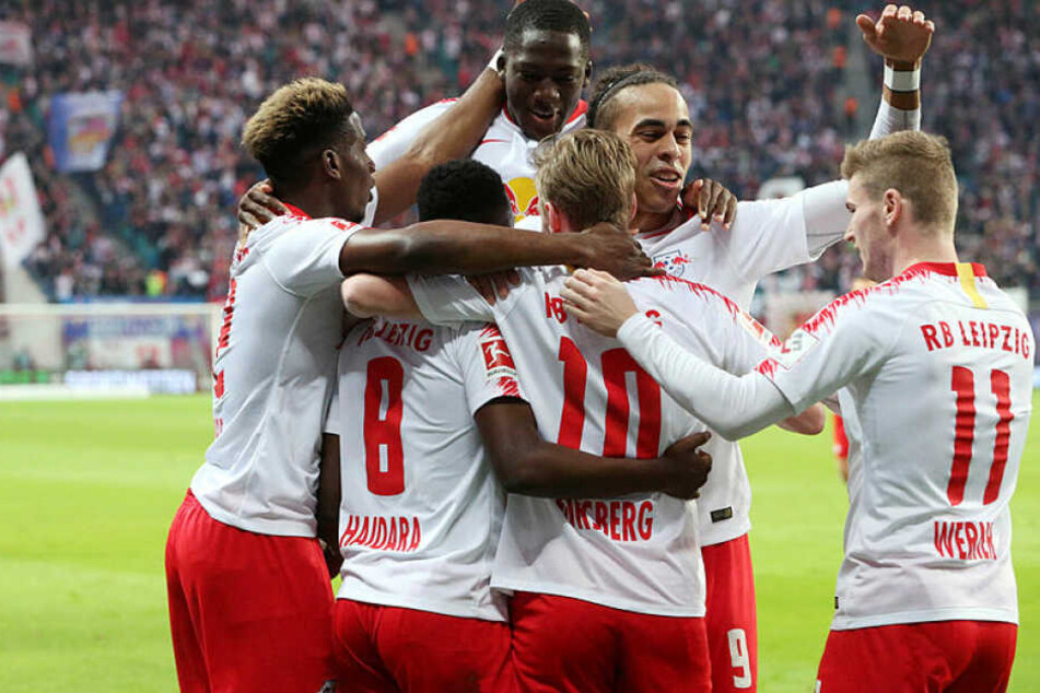Kam aus dem Feiern gar nicht raus: RB Leipzig durfte sich über fünf Tore freuen.