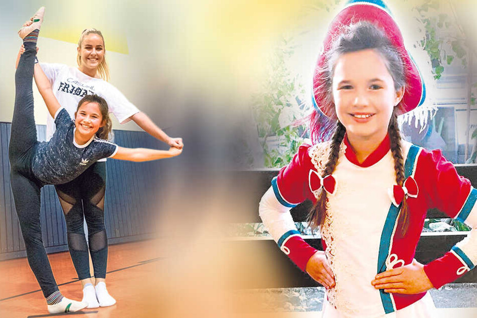 Spannung halten: Samira Gretchen Herde (11) mit ihrem Vorgänger-Tanzmariechen Jasmin Wendt (21).