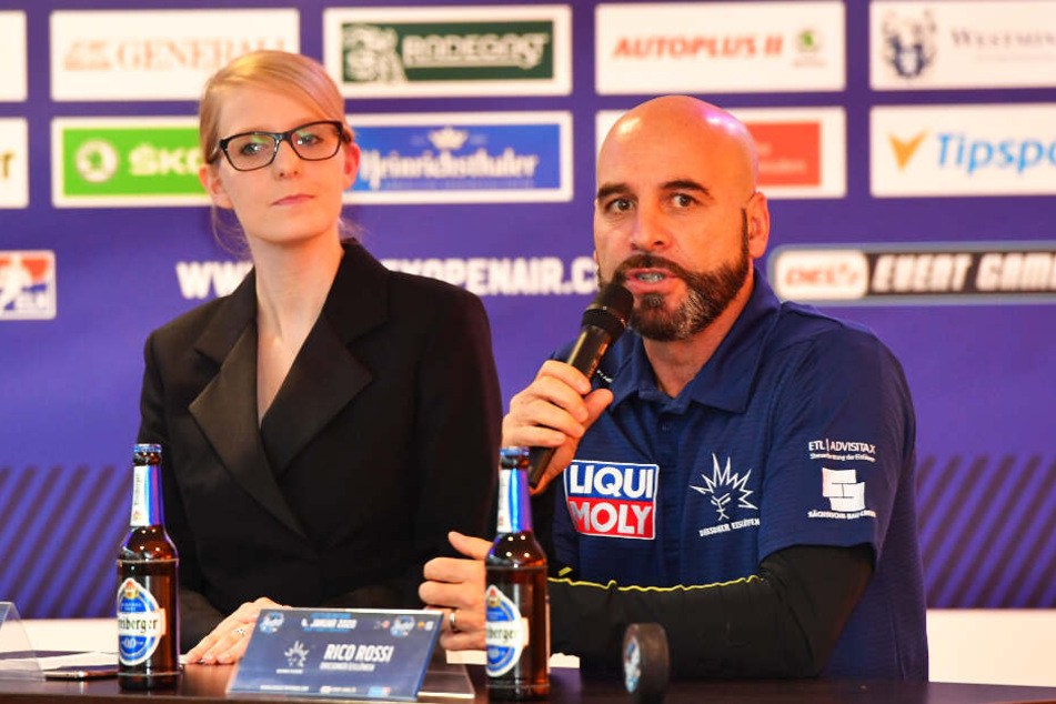 Eva Wagner und Eislöwen-Coach Rico Rossi.