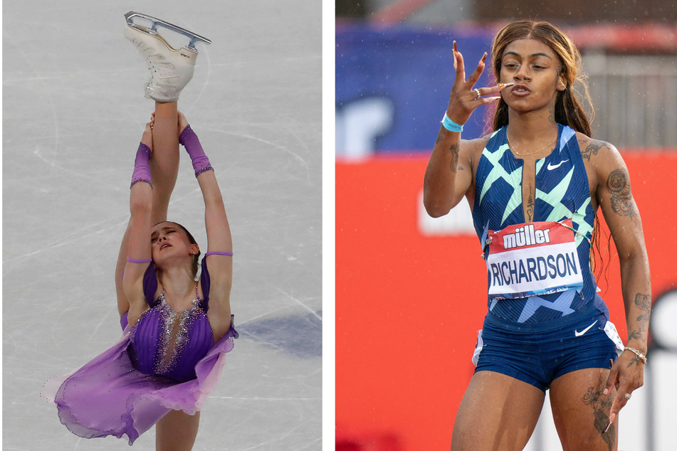 US sprinter Sha'Carri Richardson (r.) has called out the double standards in the Olympics and raised allegations of racial bias.