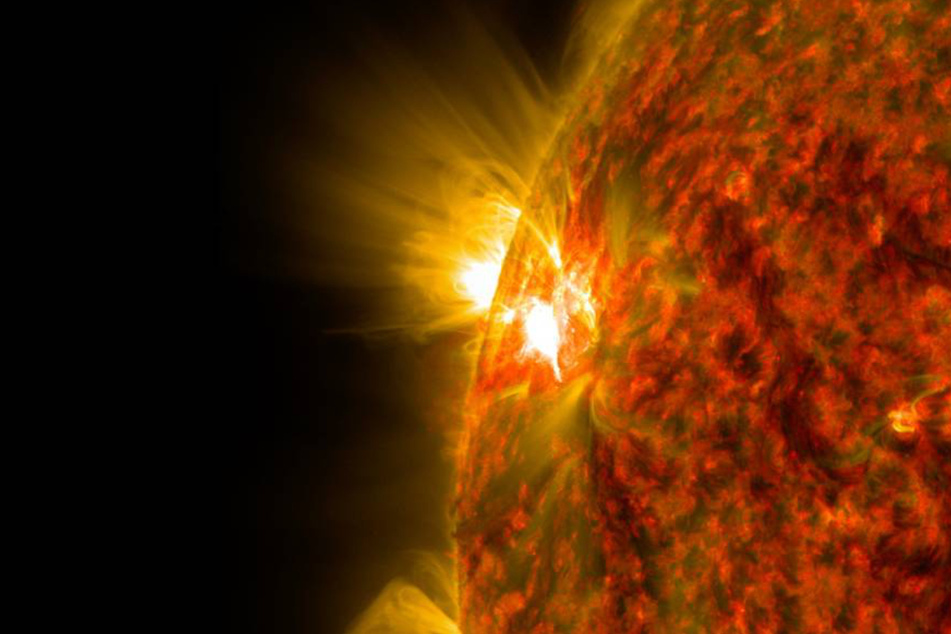 Eine Sonneneruption, aufgenommen vom Solar Dynamics Observatory der NASA.