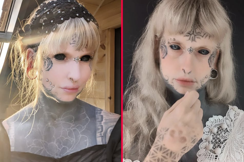 Ink addict Heidi Zitna has covered her entire body in radical body art, including tattooed eyeballs and skulls embedded beneath her skin.