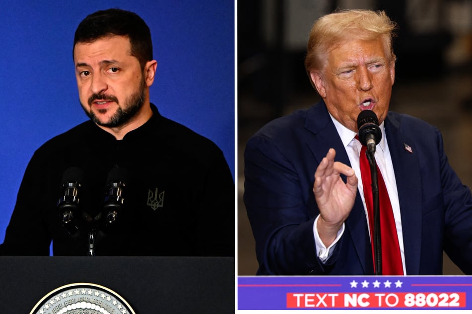 Donald Trump (r.) slammed Ukrainian President Volodymyr Zelensky for refusing "to make a deal" with Russia to end the war.