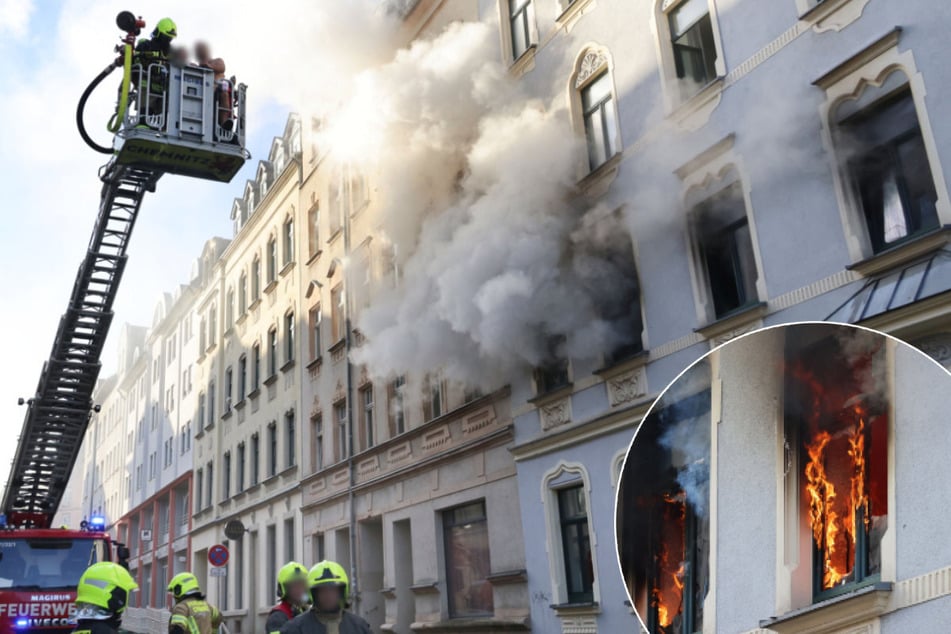 Chemnitz: Verheerender Wohnungsbrand in Chemnitz: Mehrere Verletzte, Mieter springen aus dem Fenster