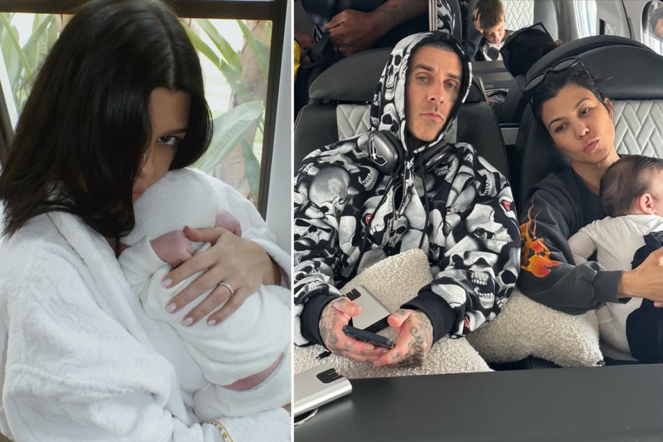 Kourtney Kardashian gave fans another rare peek at her baby boy in a sweet new snap alongside her rocker hubby.