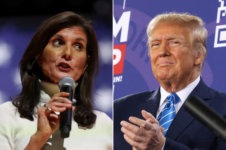 Republican presidential contenders Nikki Haley (l.) and Donald Trump are not facing off directly in Nevada, which is holding both a primary and a caucus.