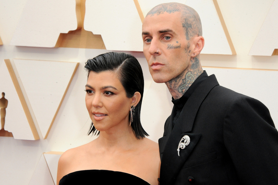 Kourtney Kardashian (l.) and Travis Barker welcomed their first baby together in November 2023.