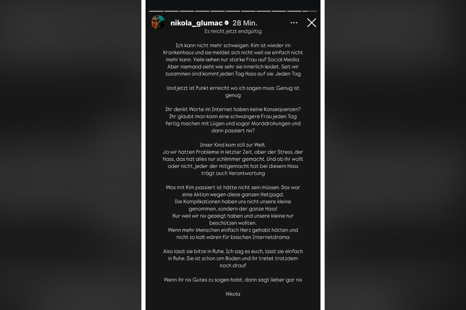 In einer Story postete er sein Statement.