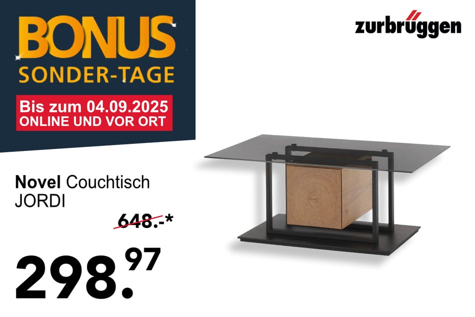 Der Novel Couchtisch JORDI für 298,97 statt 648 Euro.