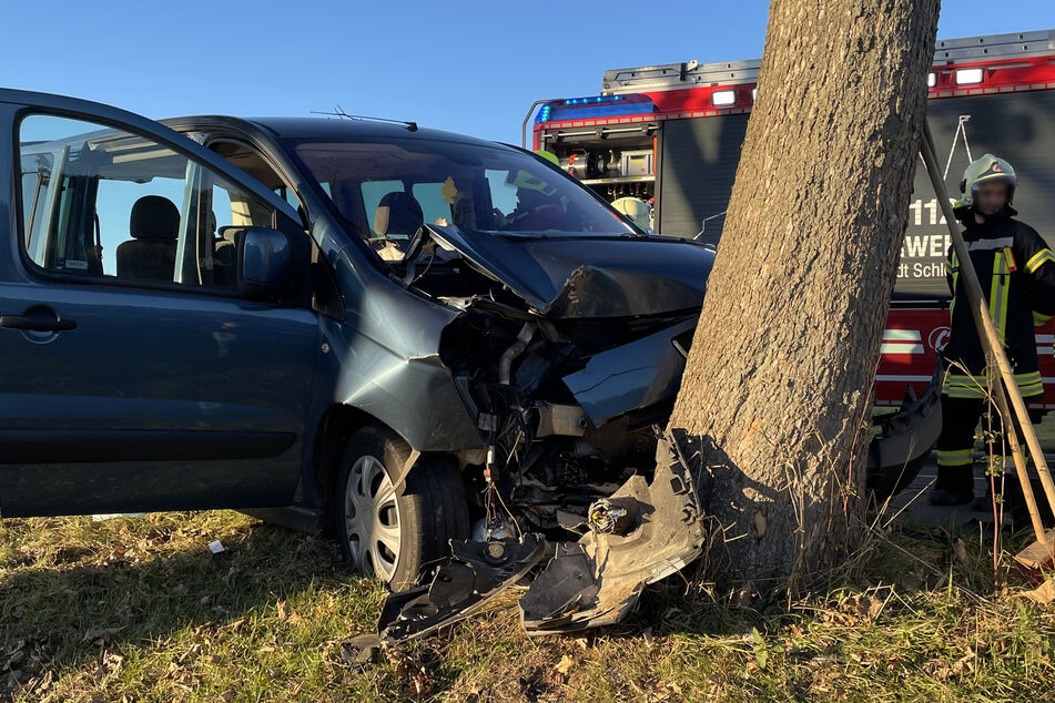 Der Peugeot krachte frontal gegen den Baum.