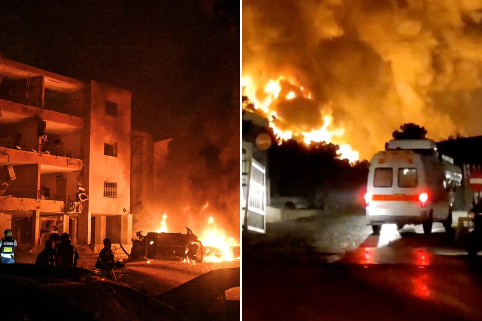 Israeli and Iran continued to trade airstrikes on Sunday, with Haifa (l.) and Tehran (r.) among the cities targeted.