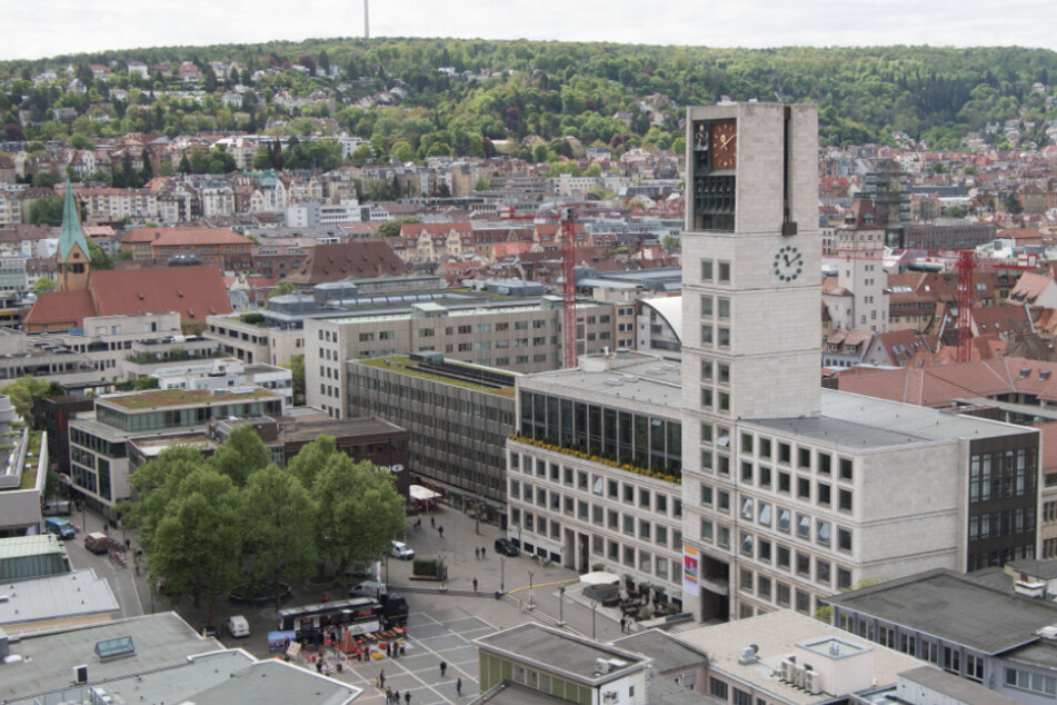 Das Stuttgarter Rathaus von oben.