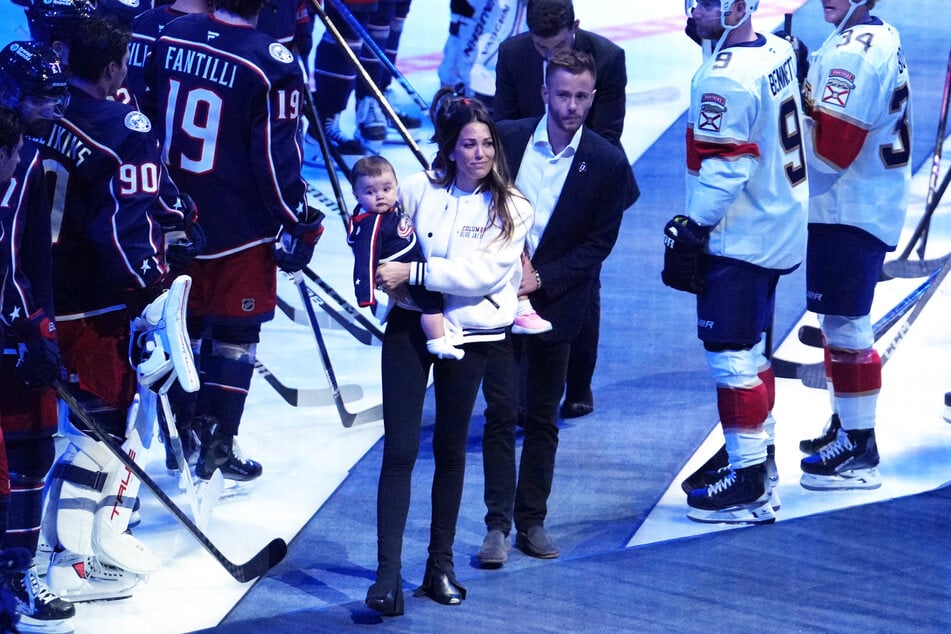 Johnnys Witwe Meredith Gaudreau im Oktober bei einem Spiel der Columbus Blue Jackets, für die der NHL-Star spielte.