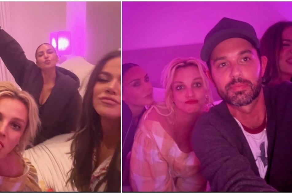 Britney Spears documented her Calabasas sleepover with Kim Kardashian, Khloé Kardashian, and her manager, Cade Hudson.