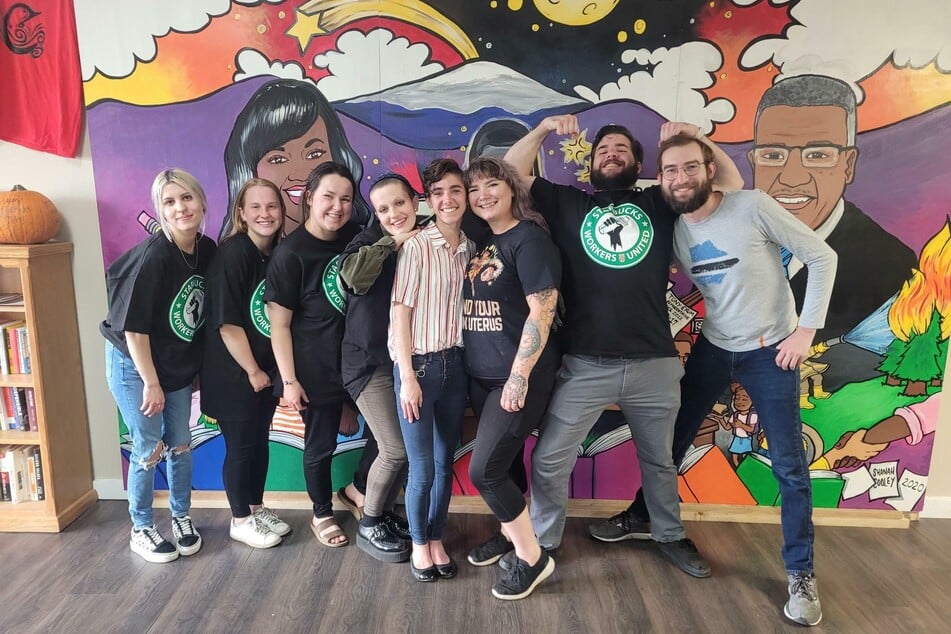 Starbucks workers in Colorado celebrate their union victories on Thursday.