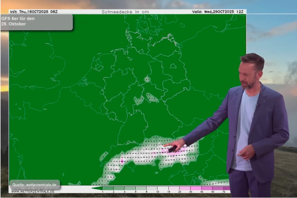 In erster Linie wird der Schnee in Mittelgebirgslagen und in den Alpen erwartet, wie Meteorologe Kai Zorn verkündet.