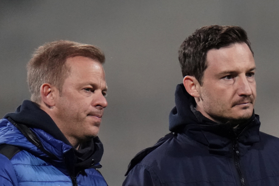 Markus Anfang (47, l.) und Florian Junge (36, r.) stehen künftig an der Seitenlinie der SG Dynamo Dresden.