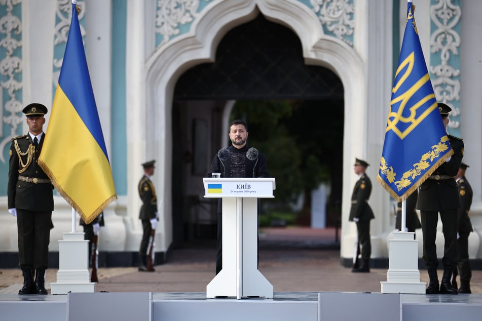 Der ukrainische Präsident Wolodymyr Selenskyj (48) während einer Rede anlässlich des Unabhängigkeitstags der Ukraine.