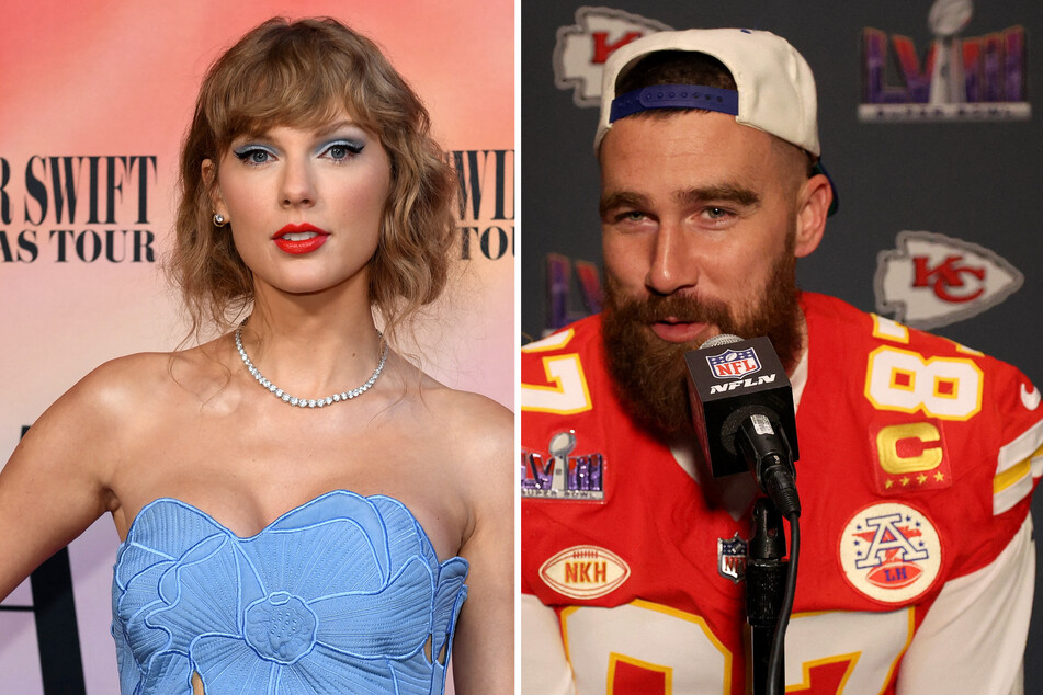Travis Kelce (r.) sent Taylor Swift fans into a frenzy with new comments seemingly addressing his plans to have children.