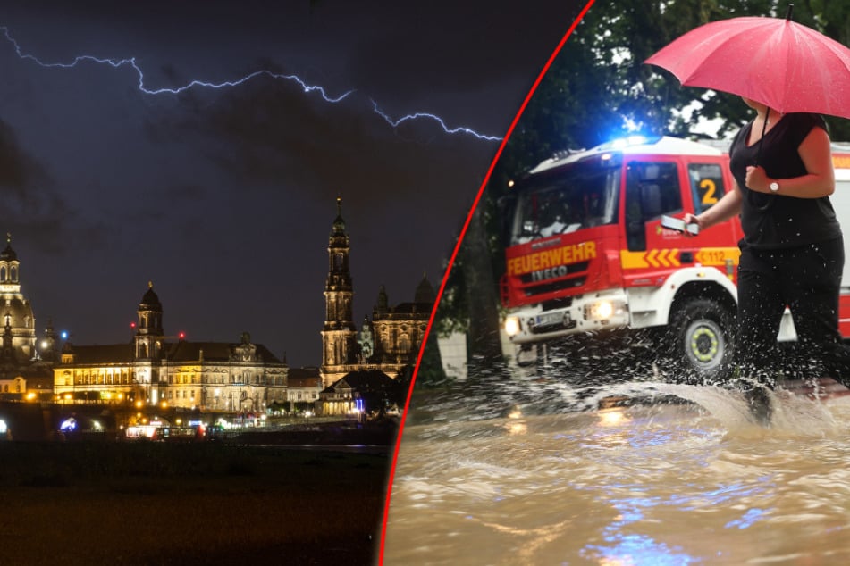 Dresden: Dresdner Feuerwehr im Dauereinsatz: Bilanz nach heftigem Unwetter in der Nacht