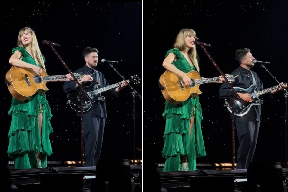 Taylor Swift brought Marcus Mumford on stage in Las Vegas to perform cowboy like me on March 25.