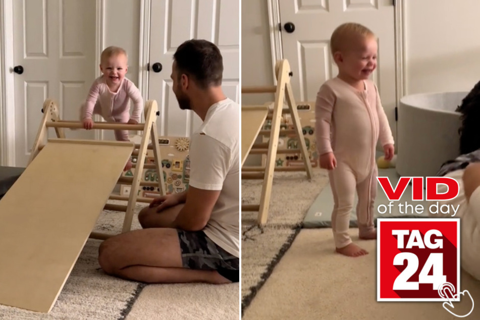 Today's Viral Video of the Day features a father-daughter duo who couldn't hide their laughter during playtime!