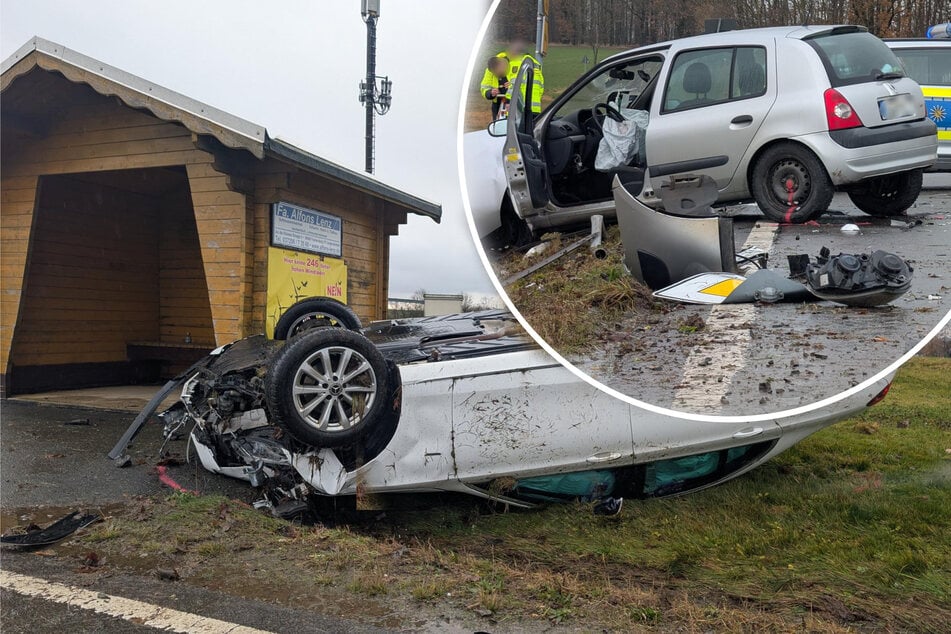 Schwerer Unfall bei Frankenberg: Drei Verletzte und Totalsperrung