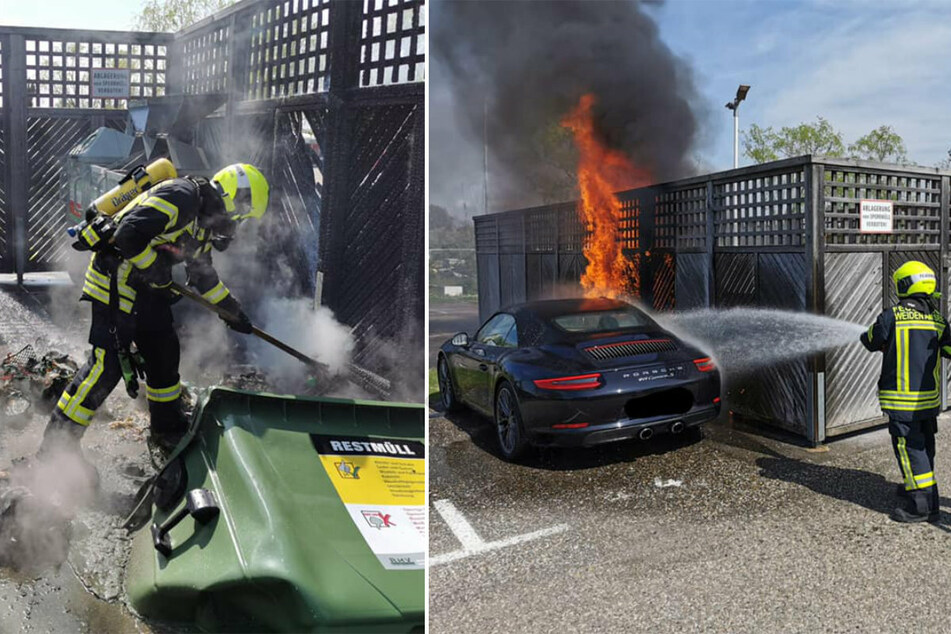 Wegen dieser Restmüll-Tonne stand ein Porsche am helllichten Tag in Flammen.
